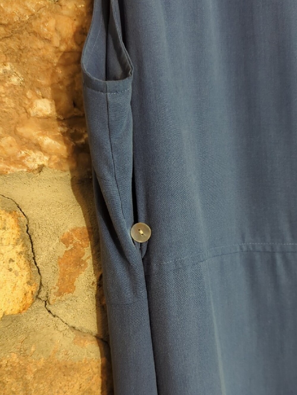 100% Silk Natural Instincts Blue Button-Front Maxi Dress - Picture 10 of 10